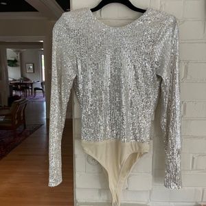 ASOS Silver Sequin Bodysuit